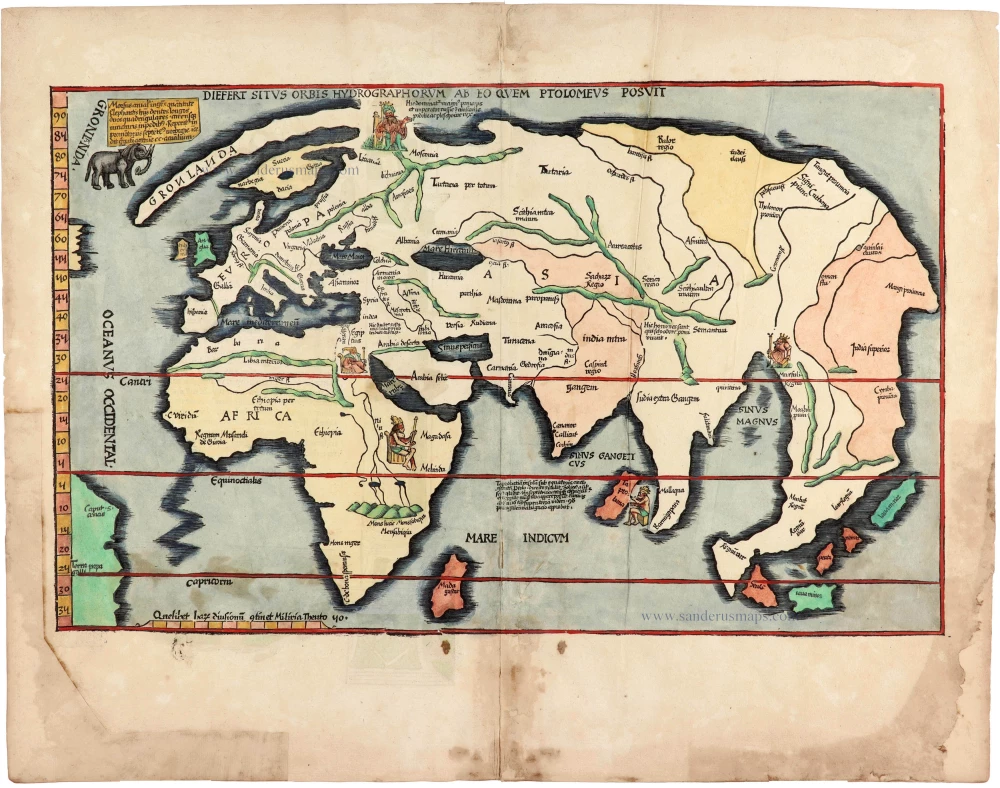 Modern world map, by Lorenz Fries, after Martin Waldseemüller.