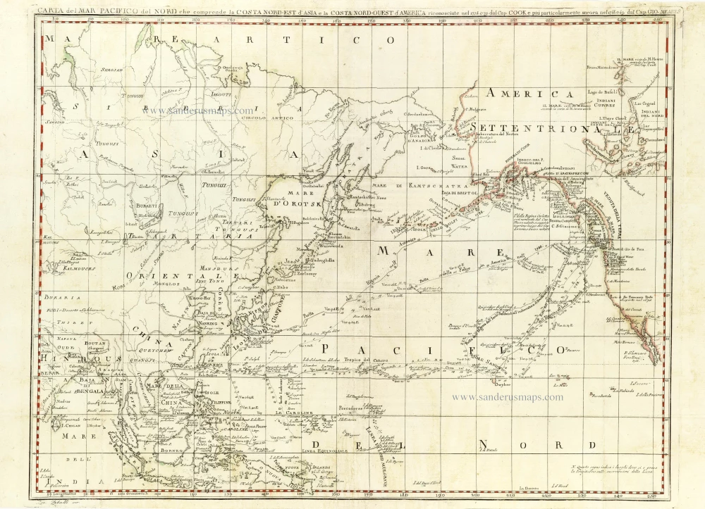 Chart of the Northern Pacific Ocean, Northeastern Asia, and Alaska by John Meares.
