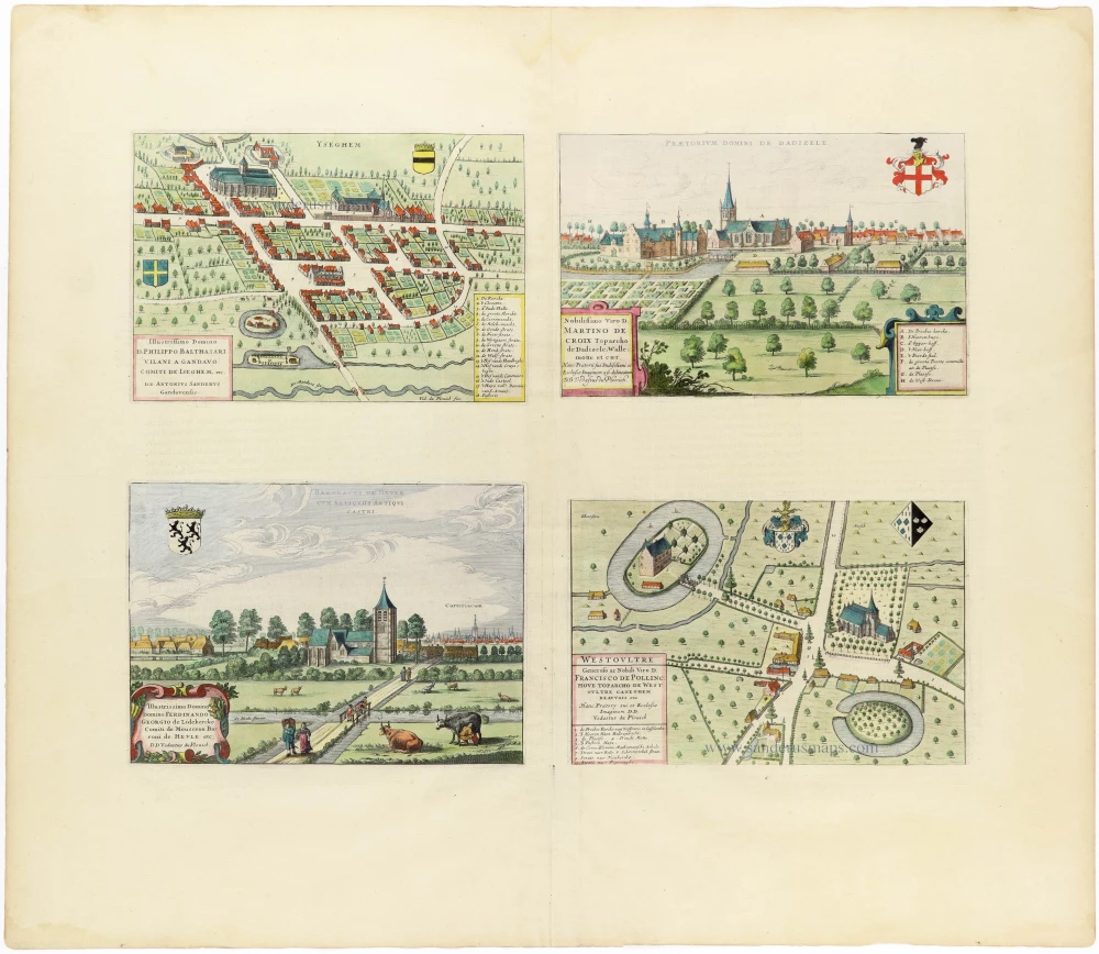 Izegem, Heule, Dadizele, Westouter by J. Blaeu.