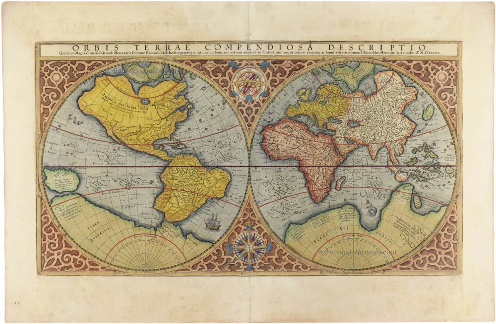 World by Mercator Rumold, double hemisphere.