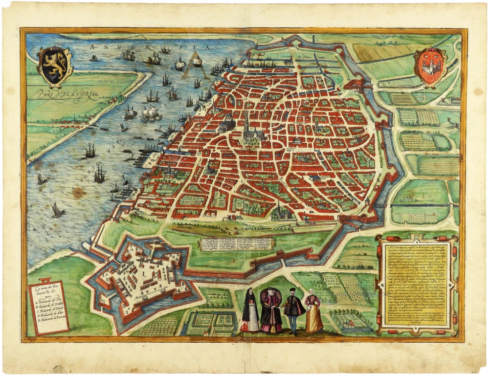 Antwerp, by Georg Braun and Frans Hogenberg