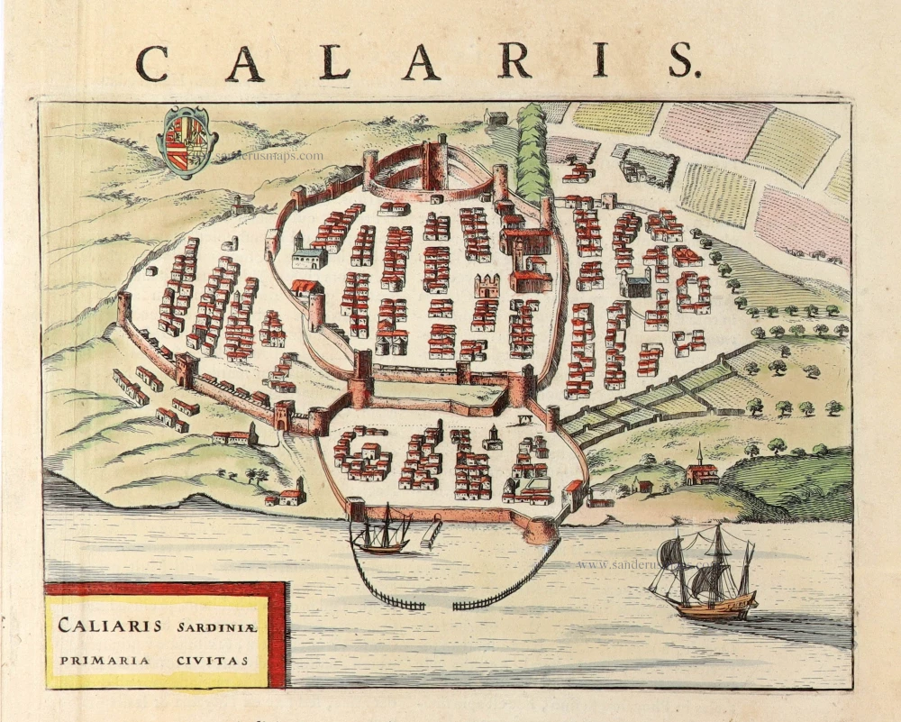 Cagliari (Sardinia - Italy) by Joannes Janssonius.