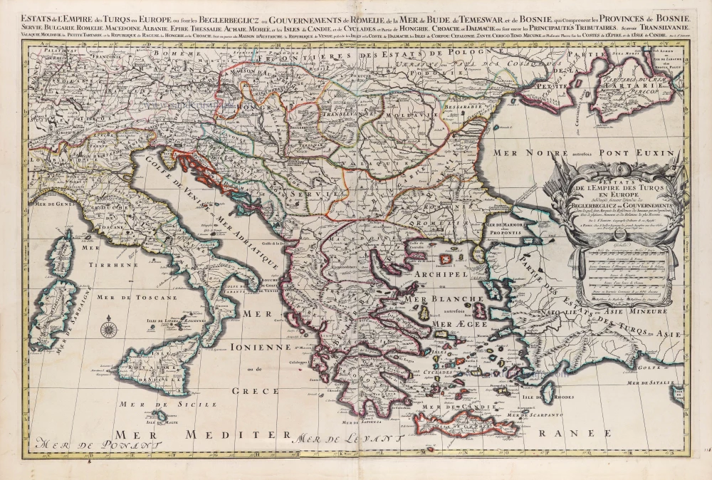 European Ottoman Empire by N. Sanson, so-called published by Hubert Jaillot. (Pirated edition by Pierre Mortier).