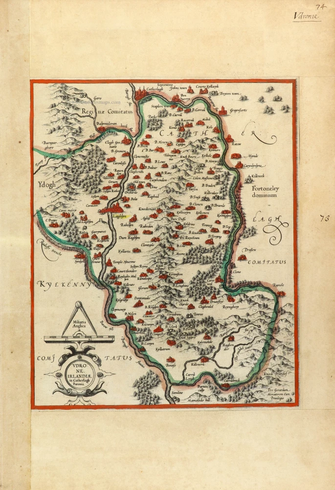 Ireland - Carlow by Mercator Gerard - Hondius Henricus