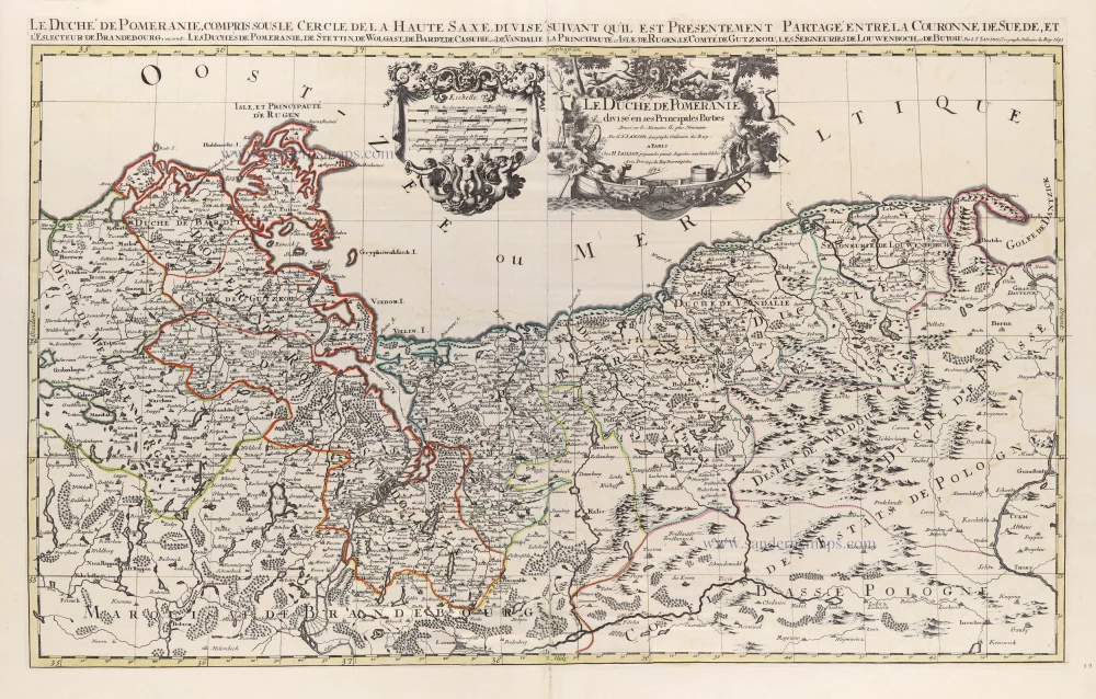 Poland - Pomerania by N. Sanson, so-called published by Hubert Jaillot. (Pirated edition by Pierre Mortier).
