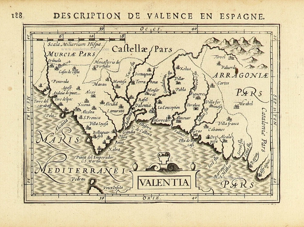 Valencia by Petrus Bertius, published by Jodocus Hondius II.