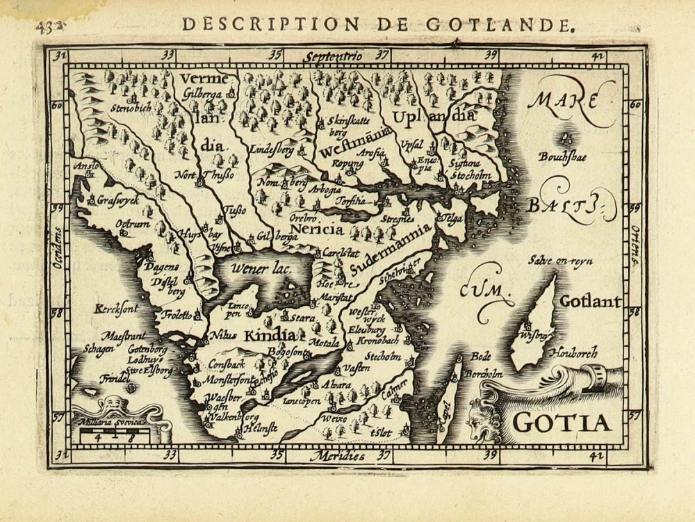 Götaland by Petrus Bertius, published by Jodocus Hondius II.