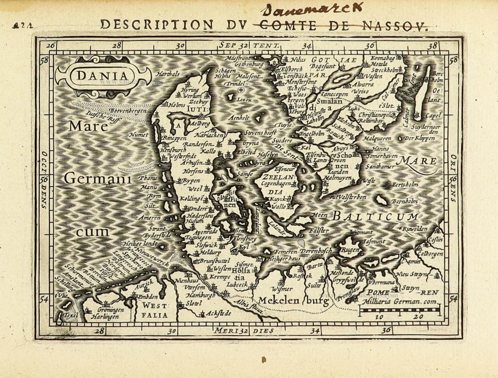 Denmark by Petrus Bertius, published by Jodocus Hondius II.