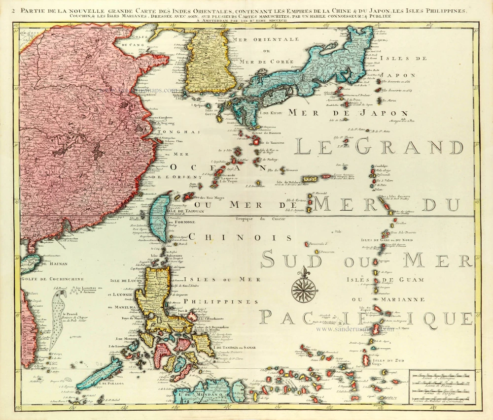 Partie de la Nouvelle Grande Carte des Indes Orientales Contenant les Empires de la Chine, du Japon, les Isles Philippines, Couchin, & les Isles Marianes, 