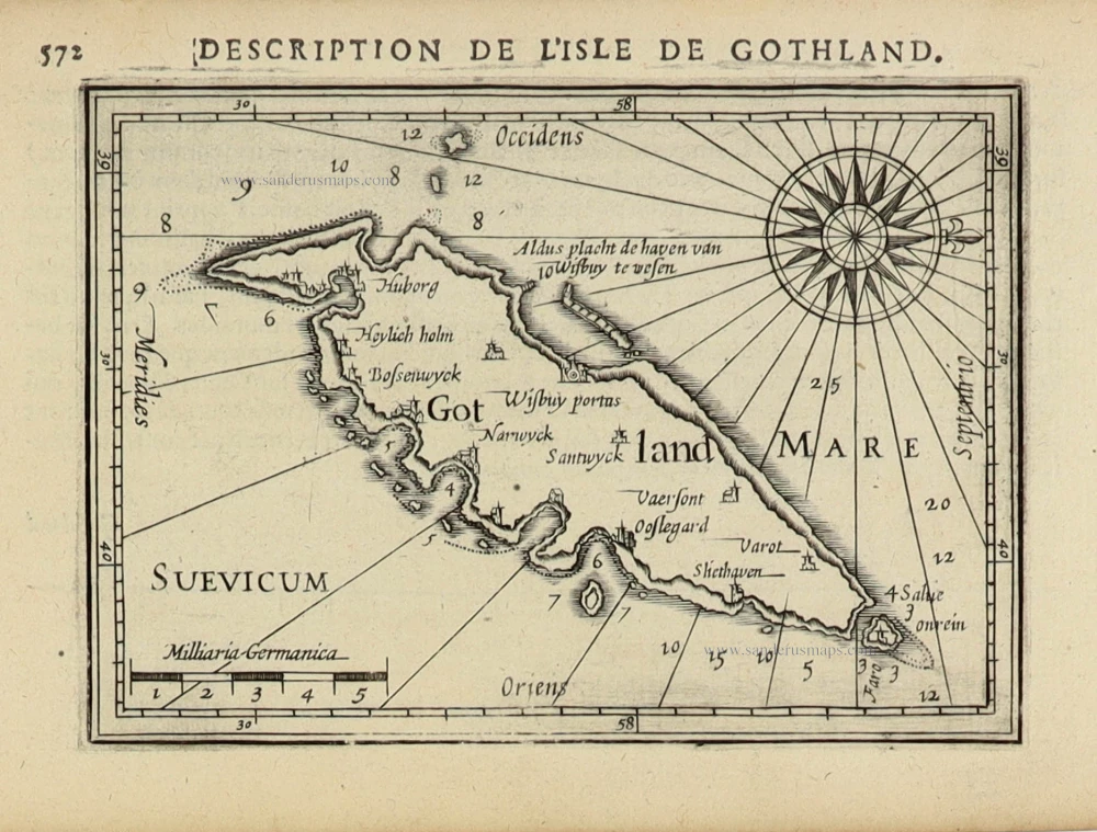 Gotland (Swedish island) by Petrus Bertius, published by Jodocus Hondius II.