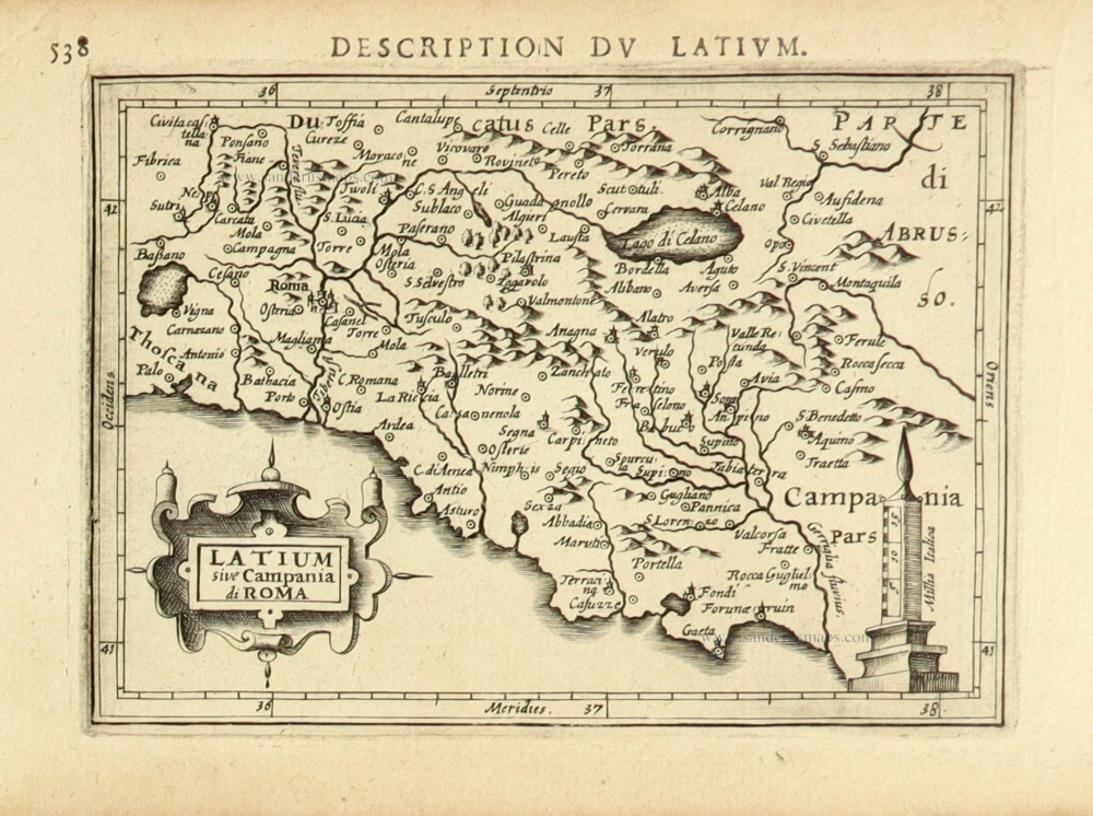 Campagna di Roma (Latium) by Petrus Bertius, published by Jodocus Hondius II.