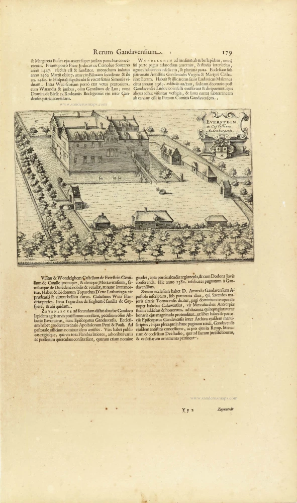 Gent - Wondelgem - Castle Everstein [on verso:] Village + Castle Zwijnaarde, by Antonius Sanderus