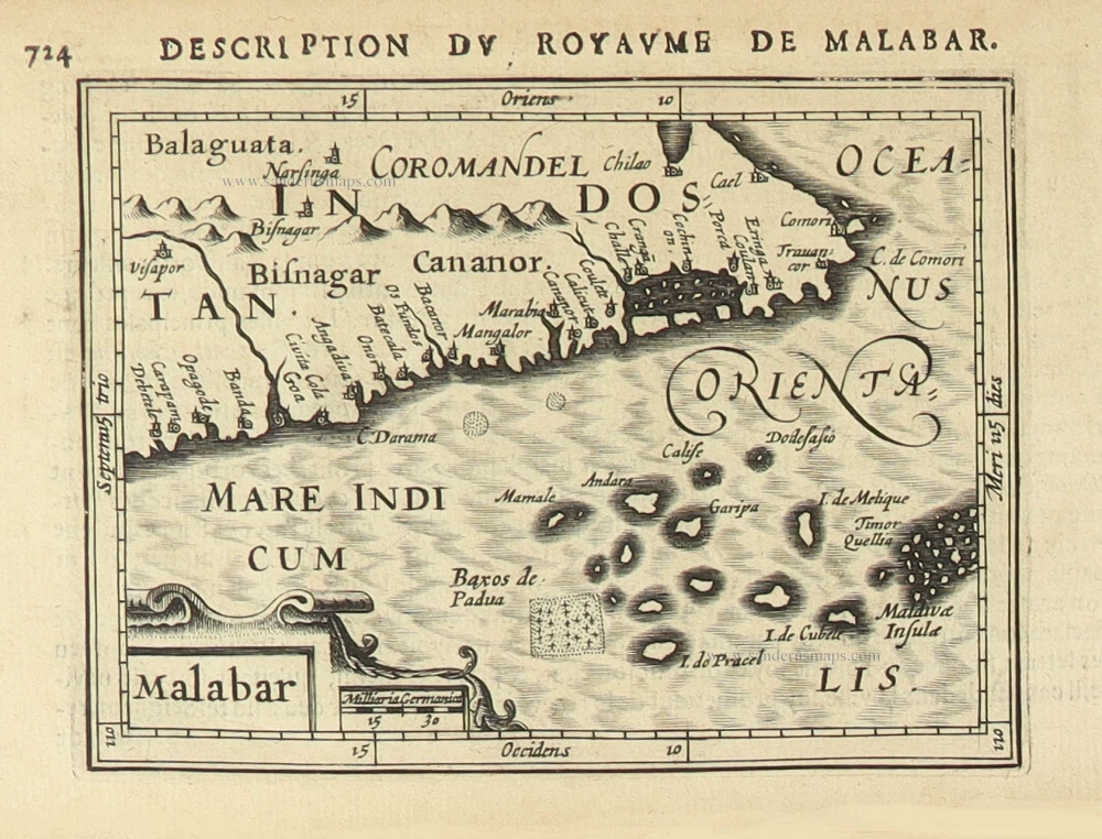 India - Malabar by Petrus Bertius, published by Jodocus Hondius II.