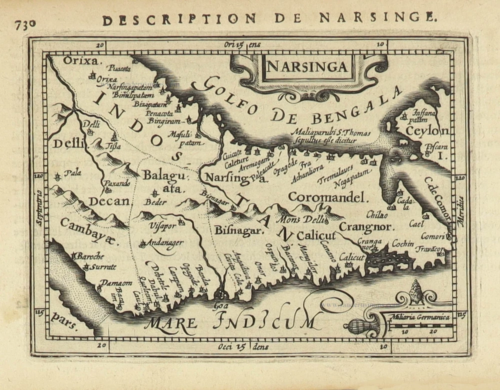 India - Narsinga by Petrus Bertius, published by Jodocus Hondius II.