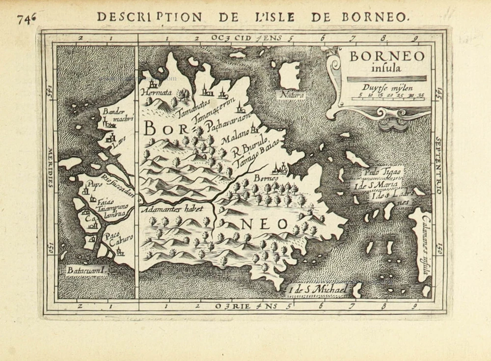 Borneo, by Petrus Bertius