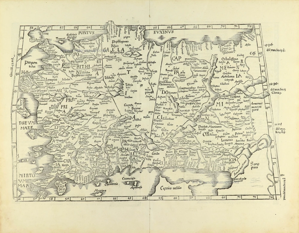 Ptolemaic map of Turkey, by Lorenz Fries.