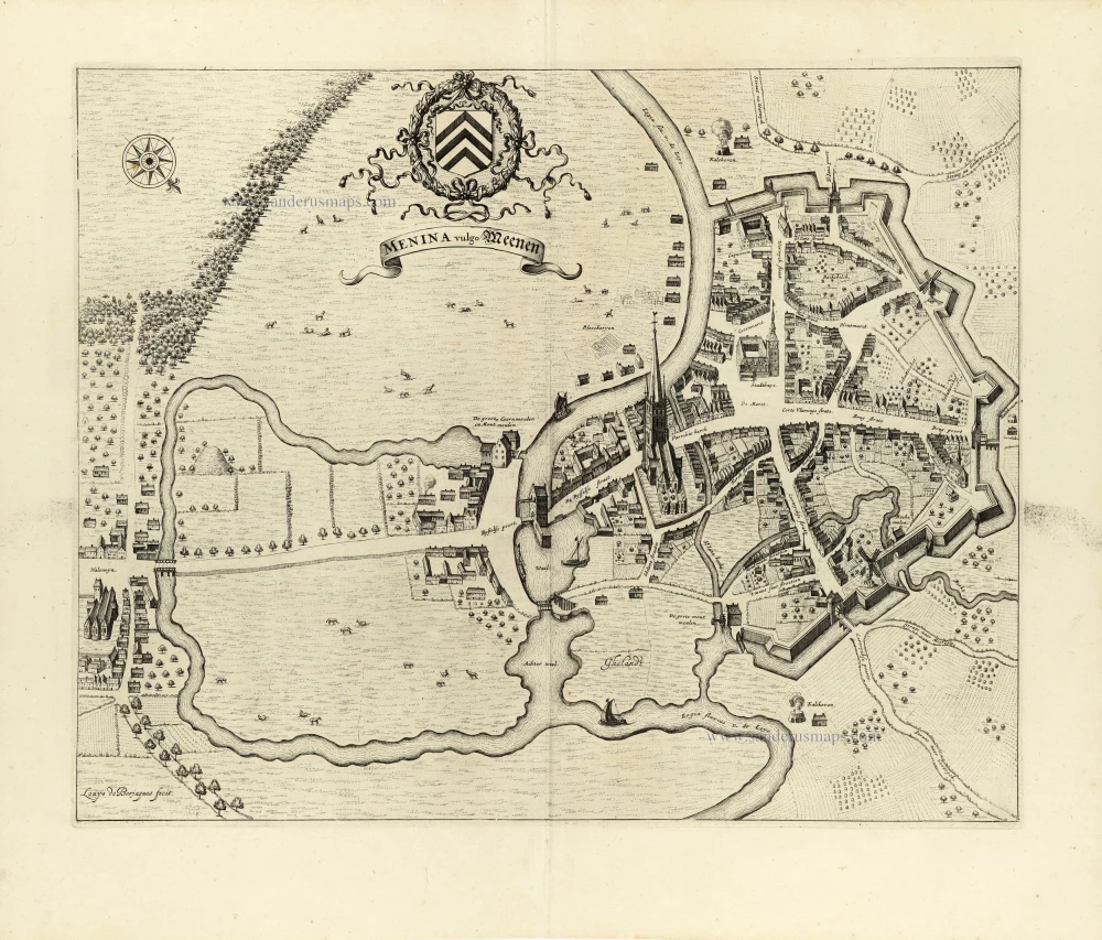 Menen - [on verso:] Markegem & Deinze, by Antonius Sanderus,.
