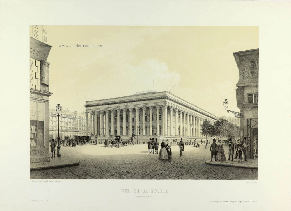 Vue de la Bourse prise de la Rue Vivienne.