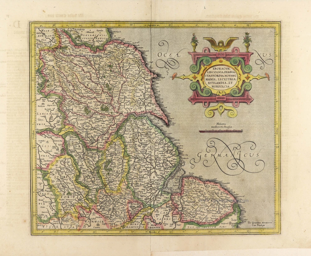 Northeast England, by Gerard Mercator.