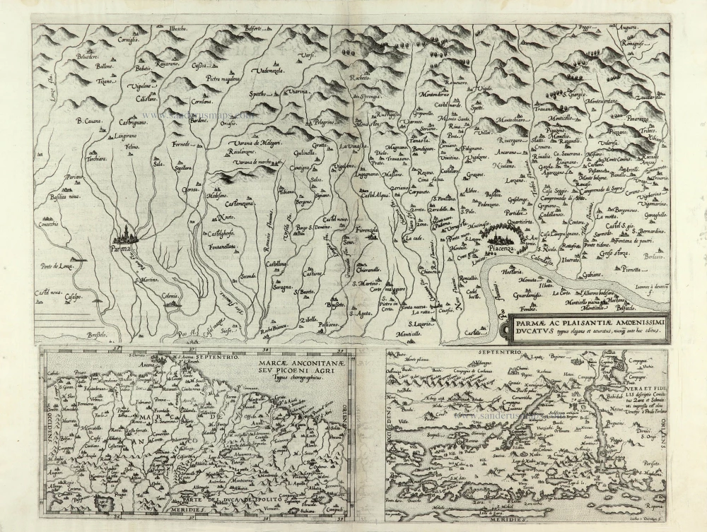 Parma and Piacenza, Marche, and Zadar, by G. de Jode