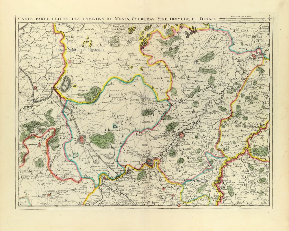 Carte Particulière des environs de Menin, Courtray, Ypre, Dixmude, et Deynse.