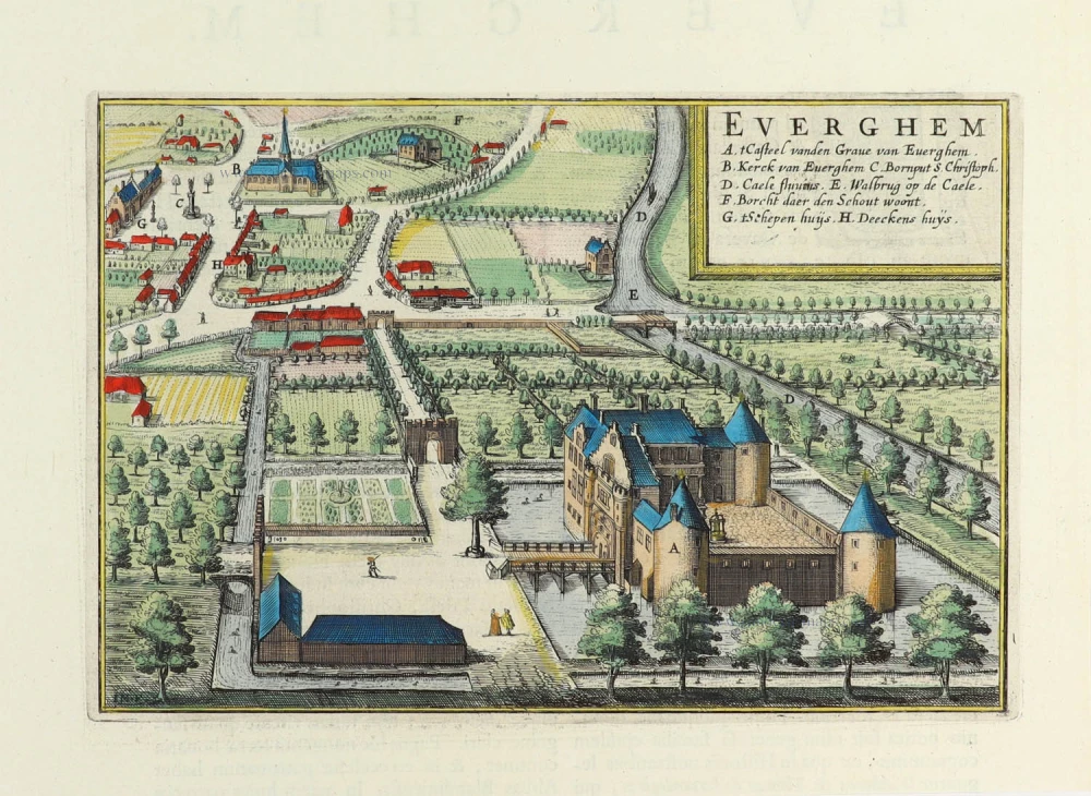 Evergem by A. Sanderus, published by J. Blaeu