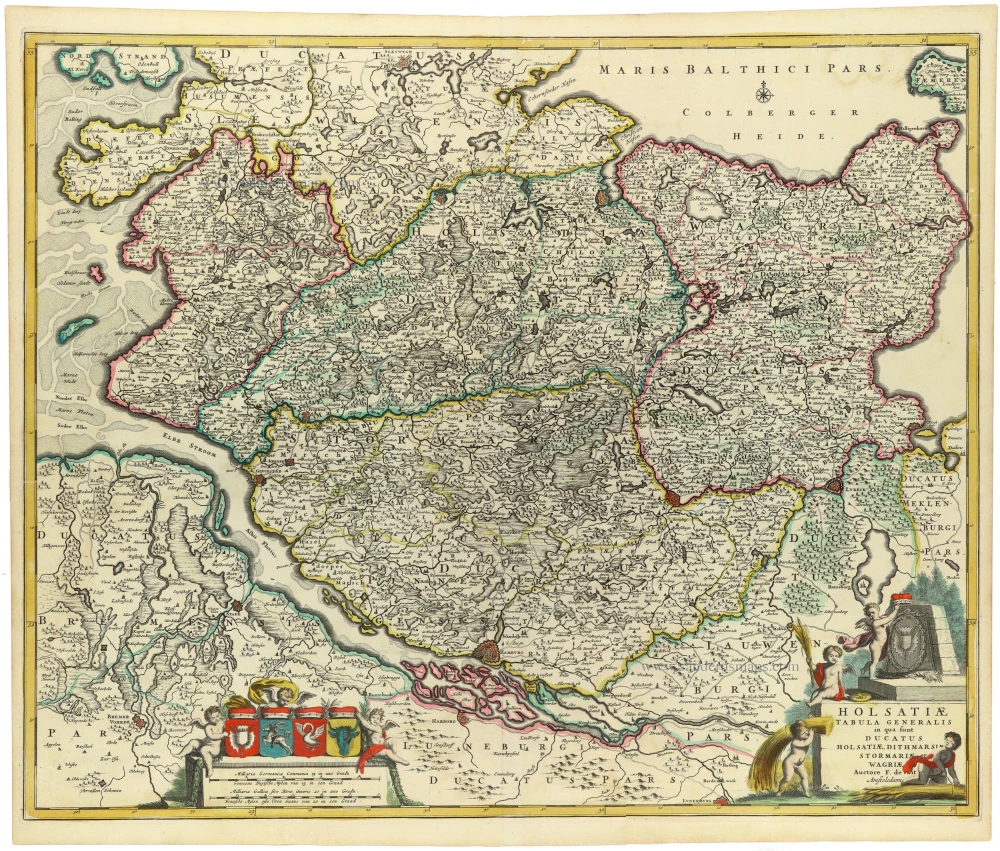 Holsatiae Tabula Generalis in qua sunt Ducatus Holsatiae, Dithmarsiae Stormariae et Wagriae.