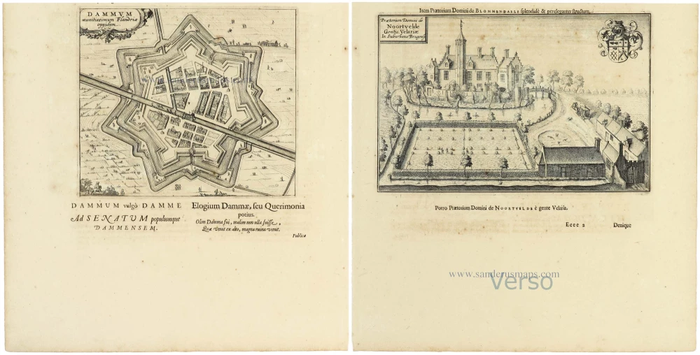 Damme [on verso:] Brugge - St.-Andries - Kasteel Noortvelde, door Antonius Sanderus