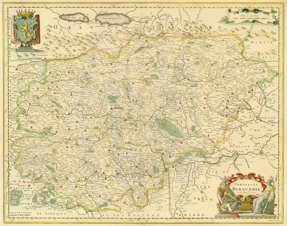 Antique map of Bourgogne by Janssonius J. | Sanderus basis