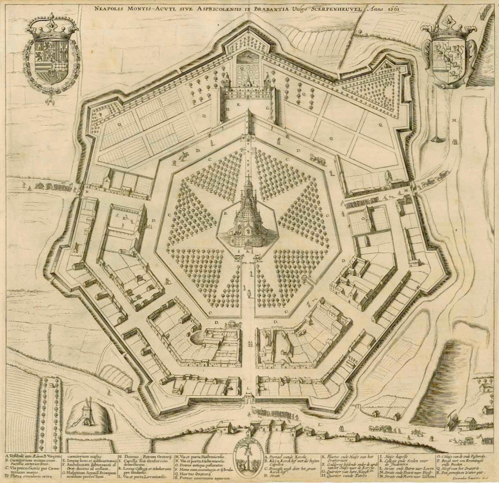 Antique map of Scherpenheuvel by Sanderus A. | Sanderus basis