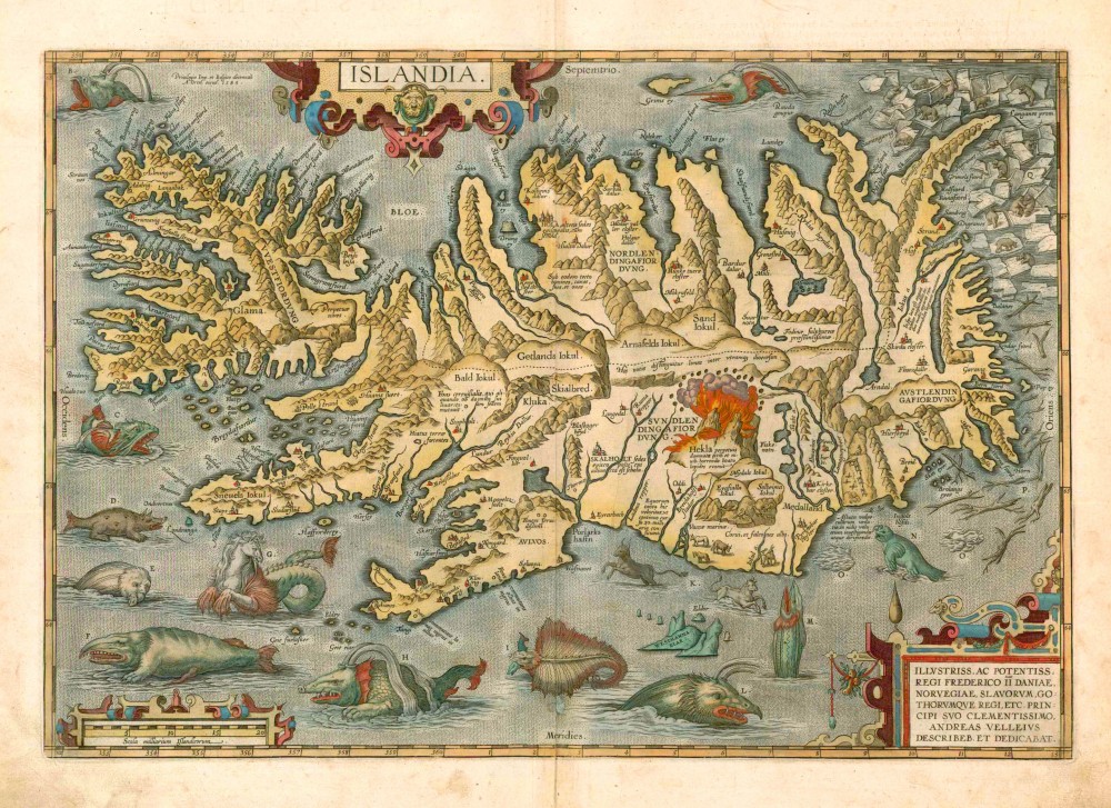 Old Antique Map Of Iceland By A Ortelius Sanderus Antique Maps Antique Map Webshop