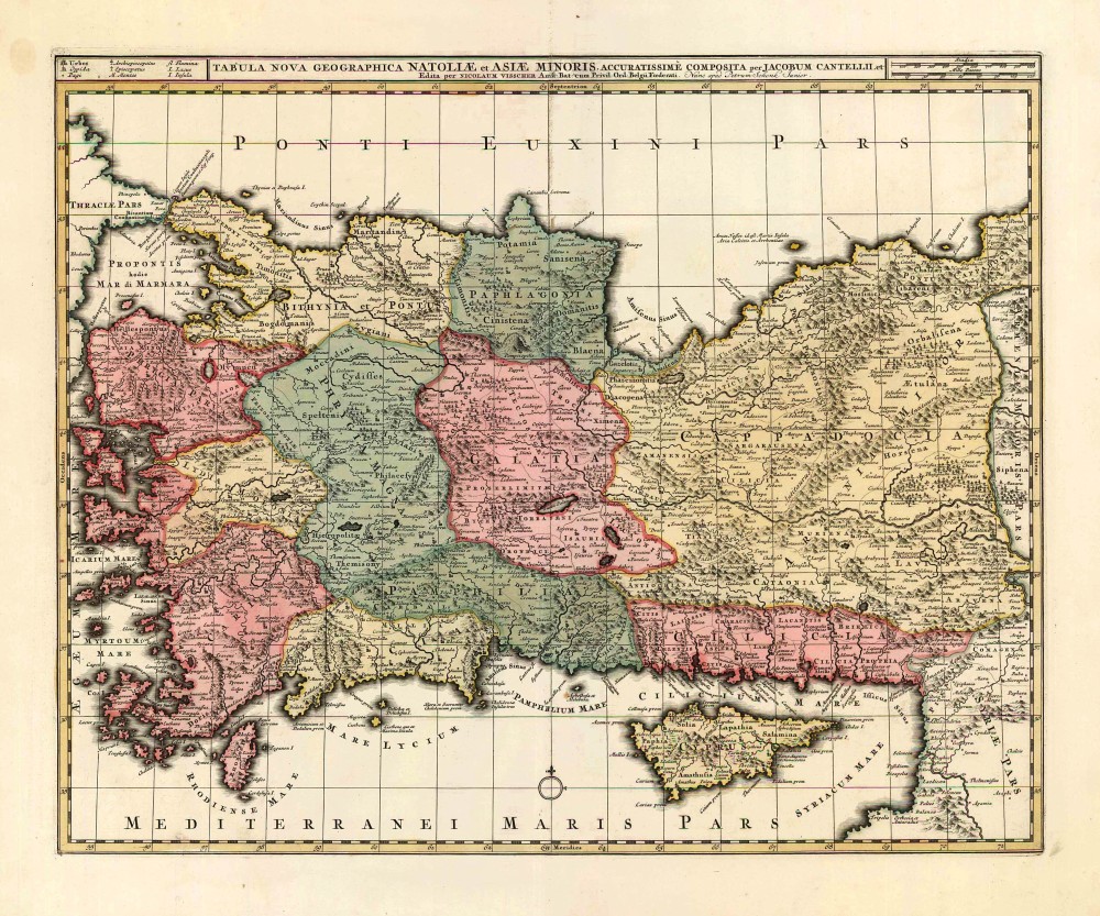 Large A1 Size Abraham Ortelius Cyprus & Crete Old Antique Map 2 Maps on 1 Sheet 