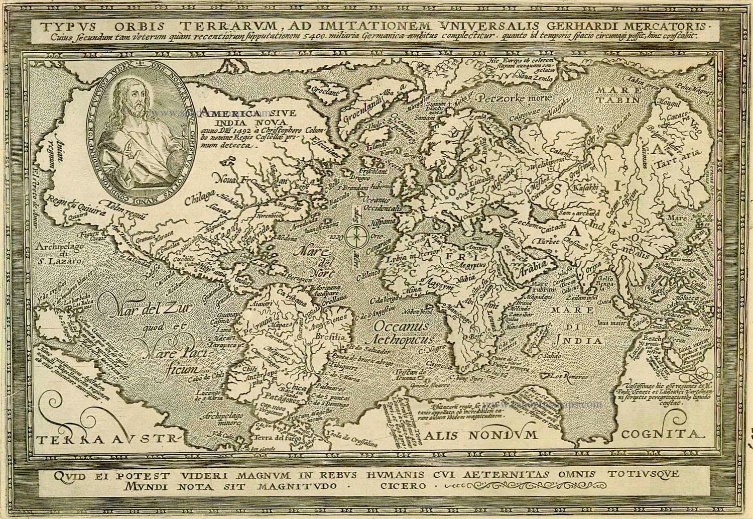 Map : World map 1460 1924, Das ist die Mapa mudi vo alle Land : un  Kungreich wie sie ligend in der gaze Welt , Antique Vintage Reproduction