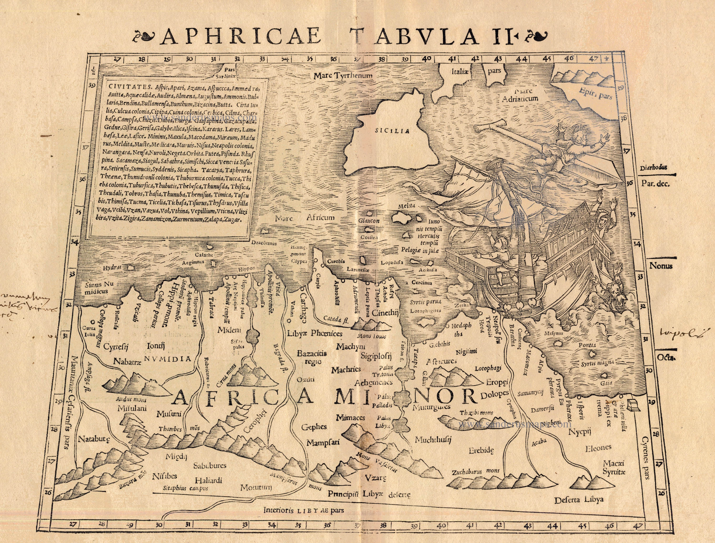 NORTH AFRICA by C. Ptolemeus - L. Fries  Sanderus Antique Maps - Antique  Map Webshop