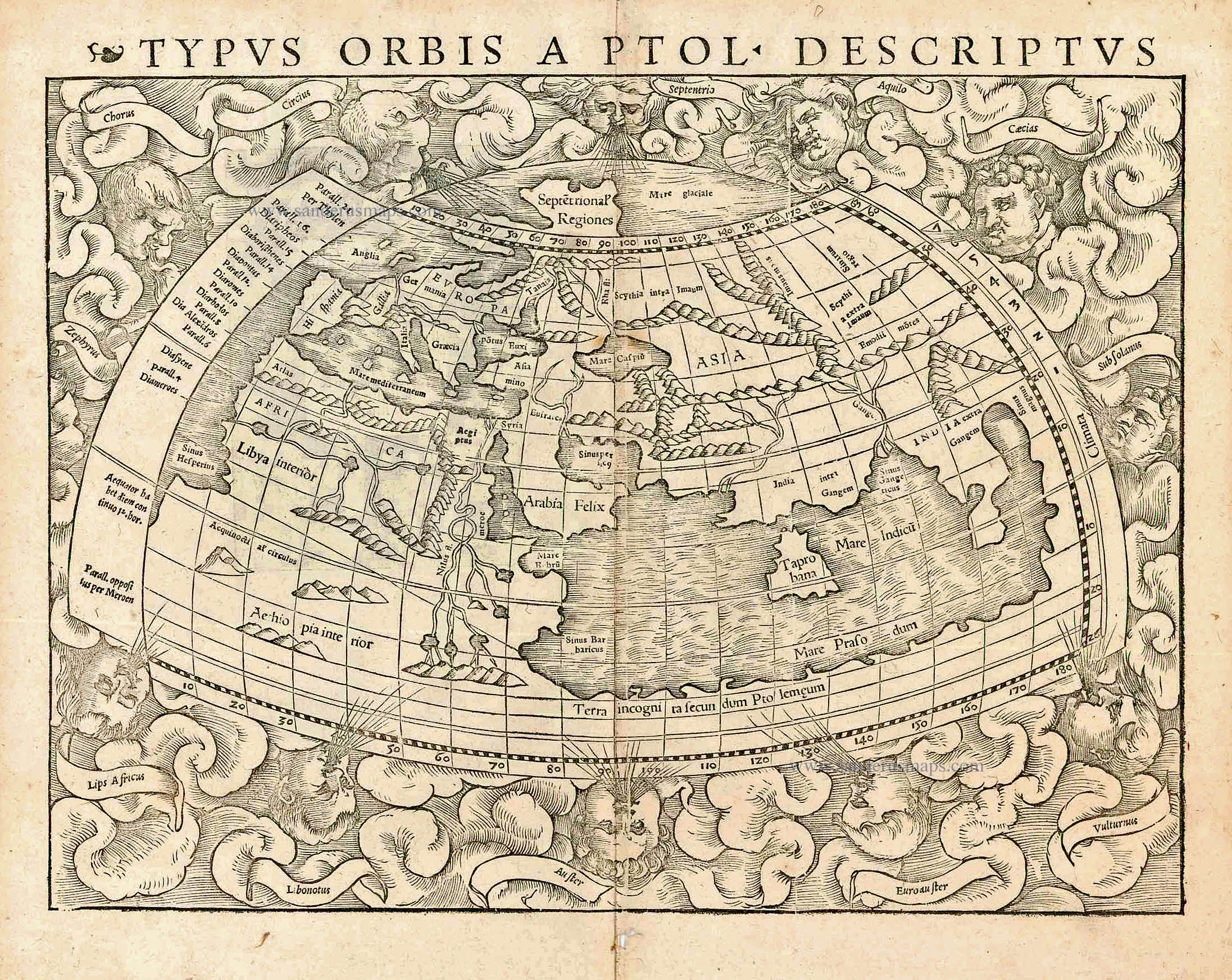1614年 S. Munster 古地図 スウェーデンの古地図 Map of Scandinavia] - Old map by MUNSTER, S.