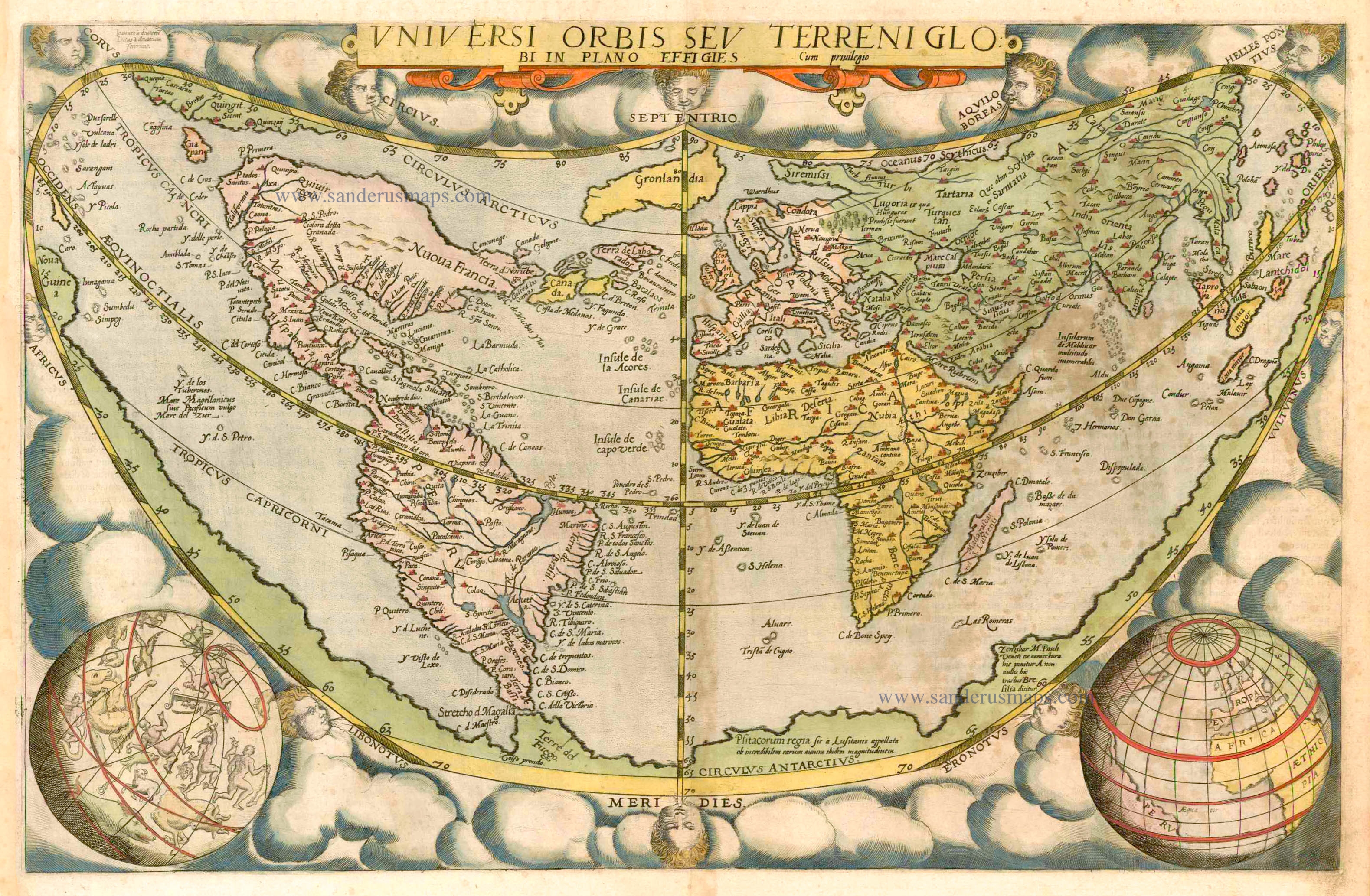 Old antique map of World by G. de Jode. | Sanderus Antique