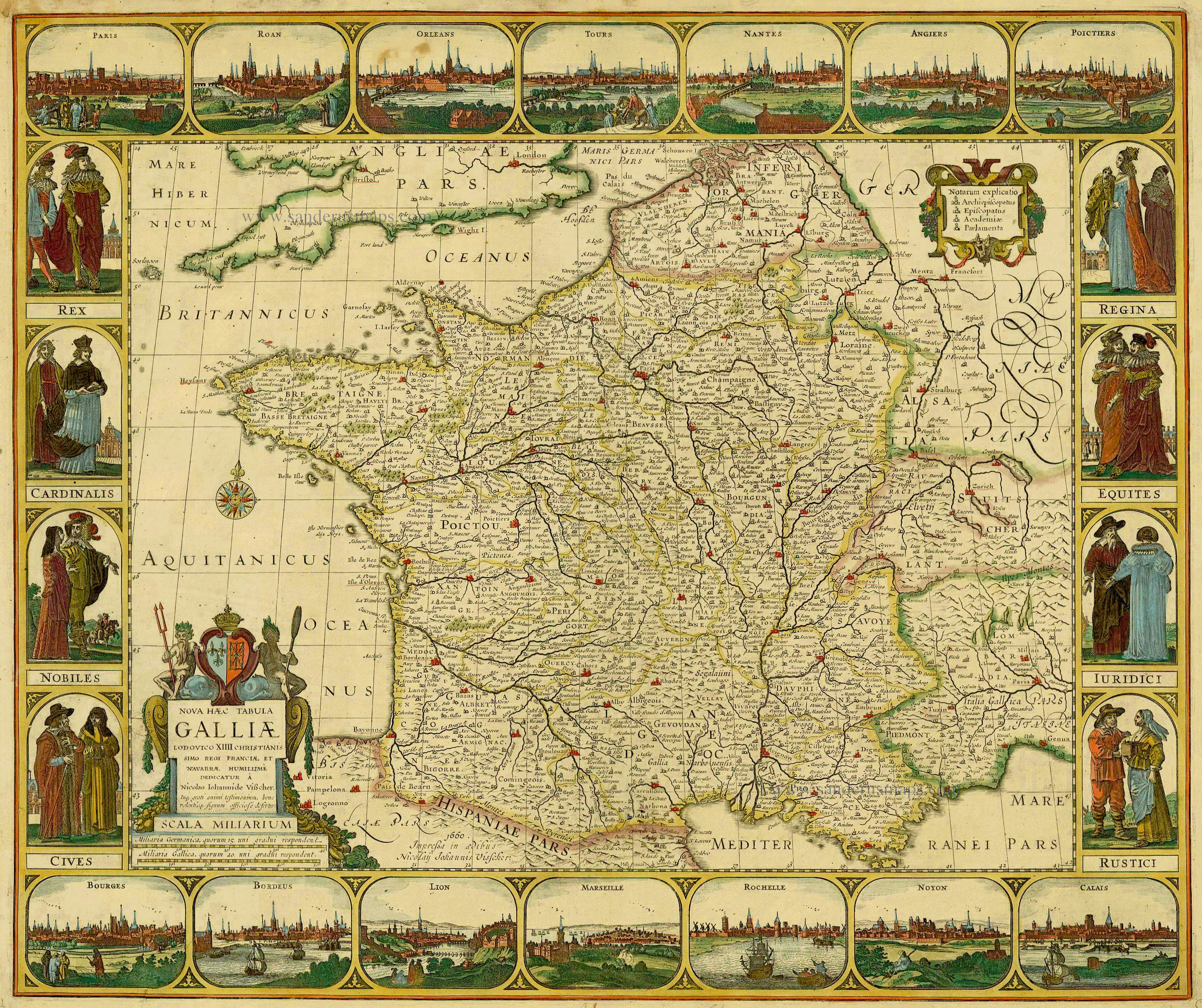 フランスアンティーク　MAP Antique map of France by Visscher C.J. | Sanderus Antique Maps