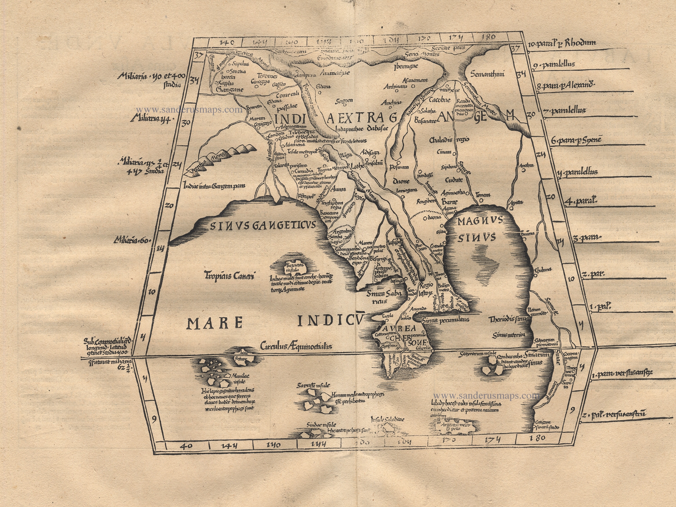 Italy by C. Ptolemeus - L. Fries  Sanderus Antique Maps - Antique Map  Webshop