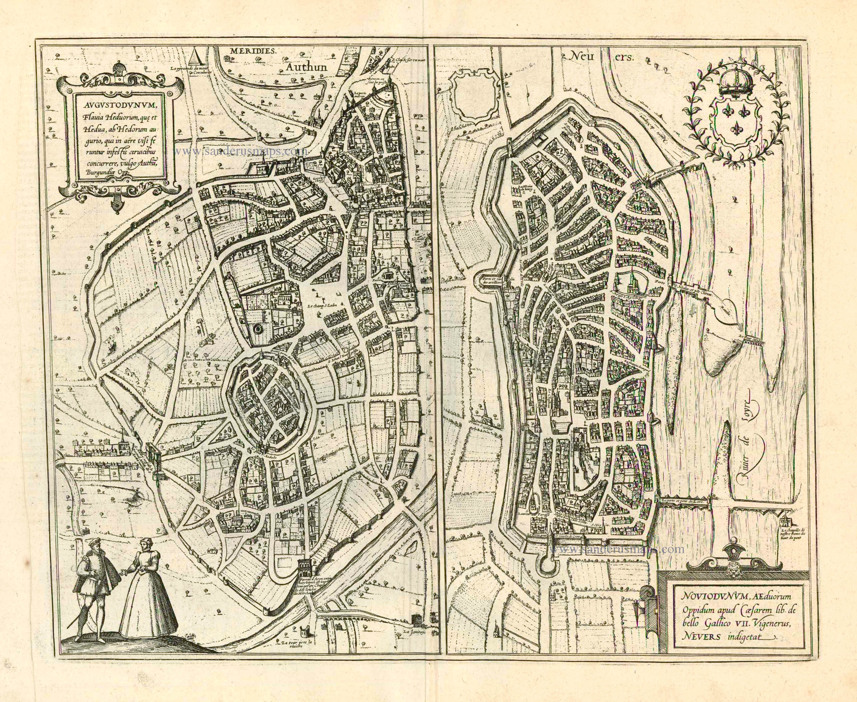 Paris France, antique woodcut map by Sebastian Münster 1561