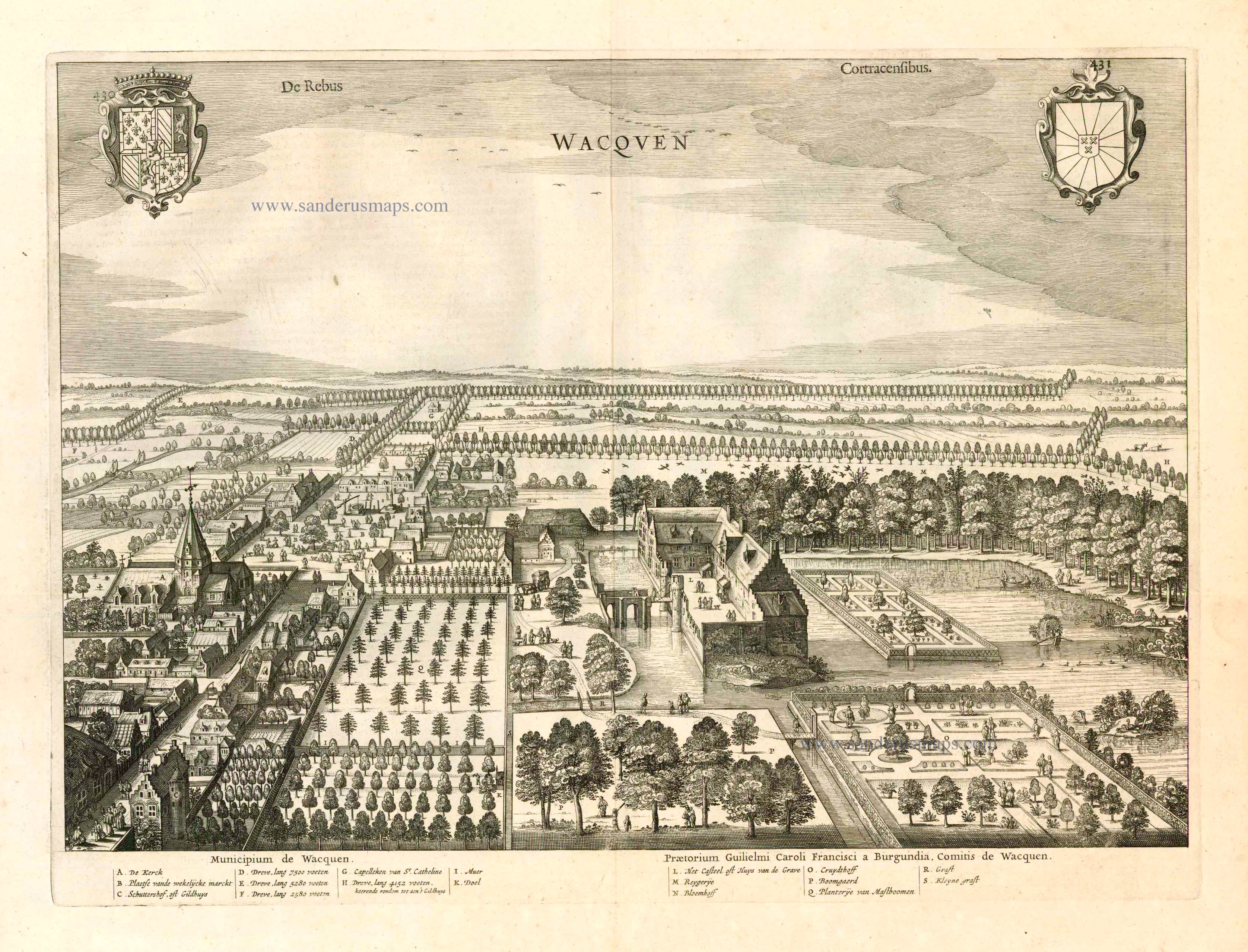 Wakken, by Antonius Sanderus. | Sanderus Antique Maps Wakken, by Antonius Sanderus. | Sanderus Antique Maps