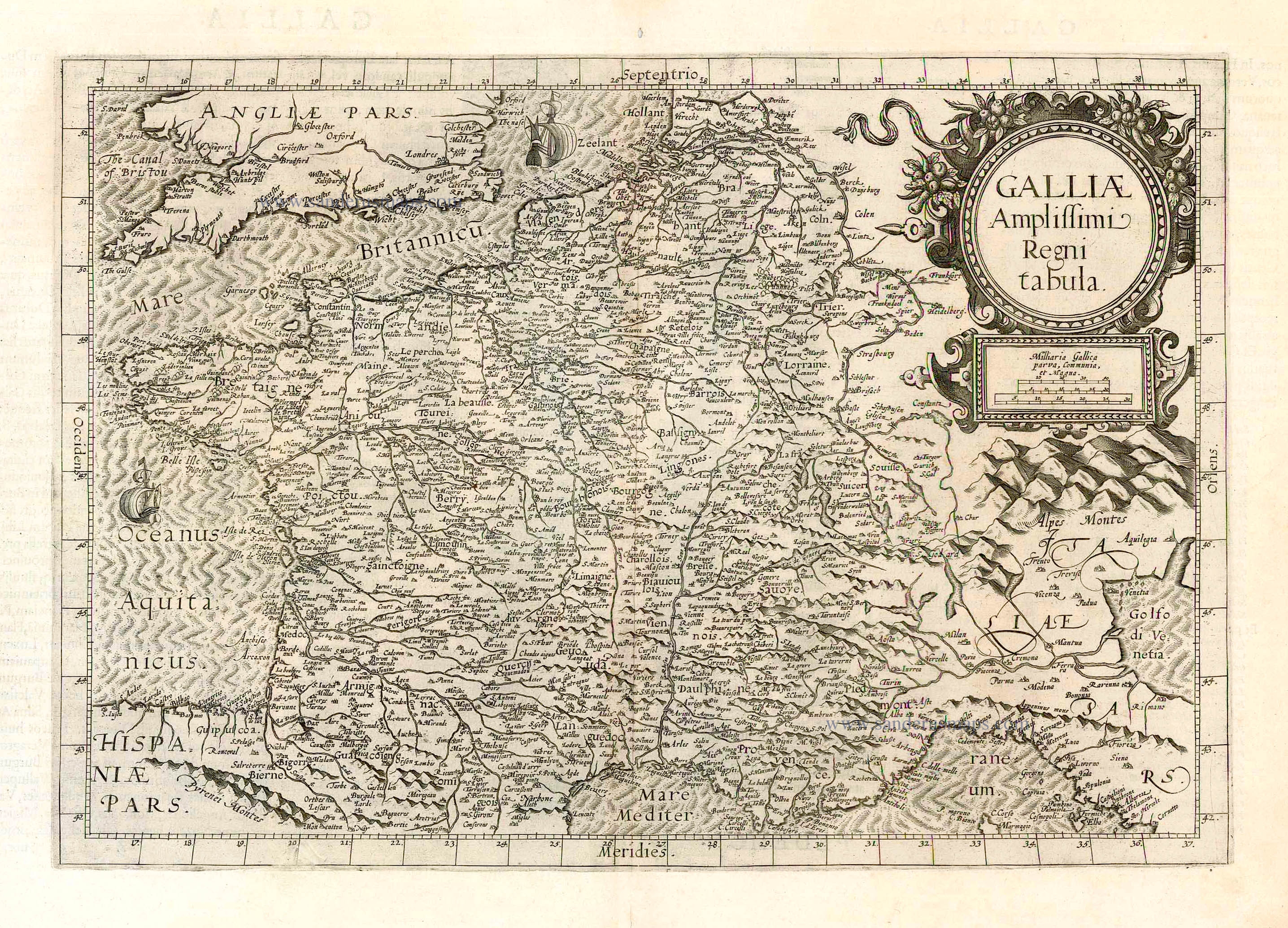 Old, antique map of France, by Gerard de Jode. | Sanderus Antique