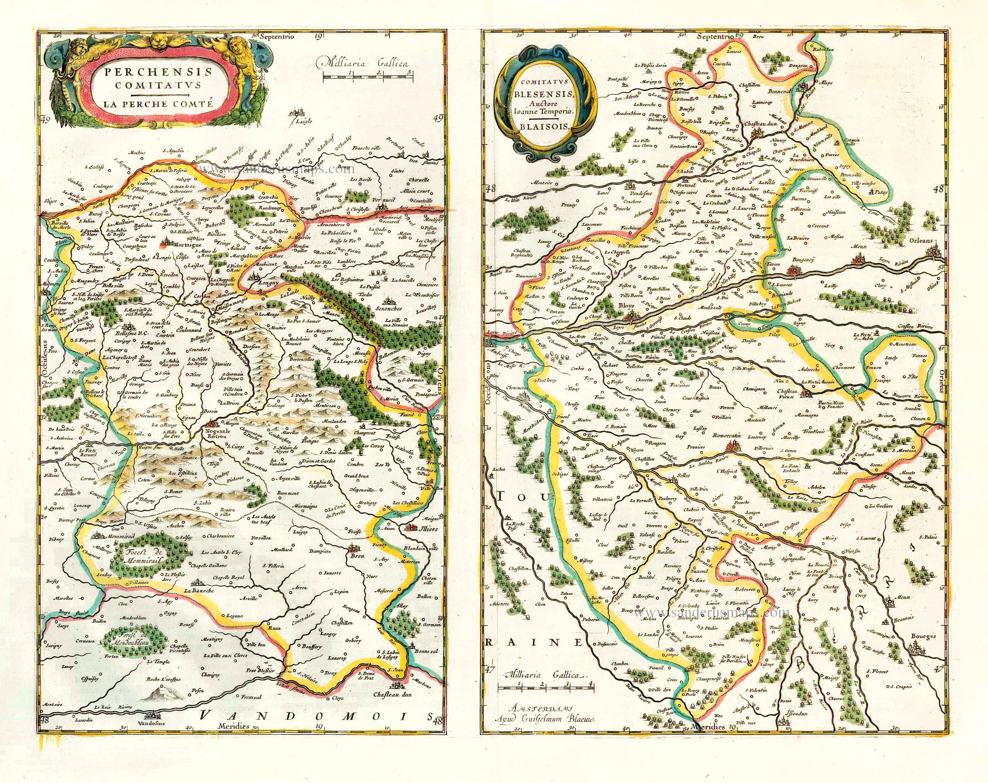 Carte Géographique Ancienne De La Beauce Par Blaeu - Retirage Début XXe, 40x60cm, Excellent état