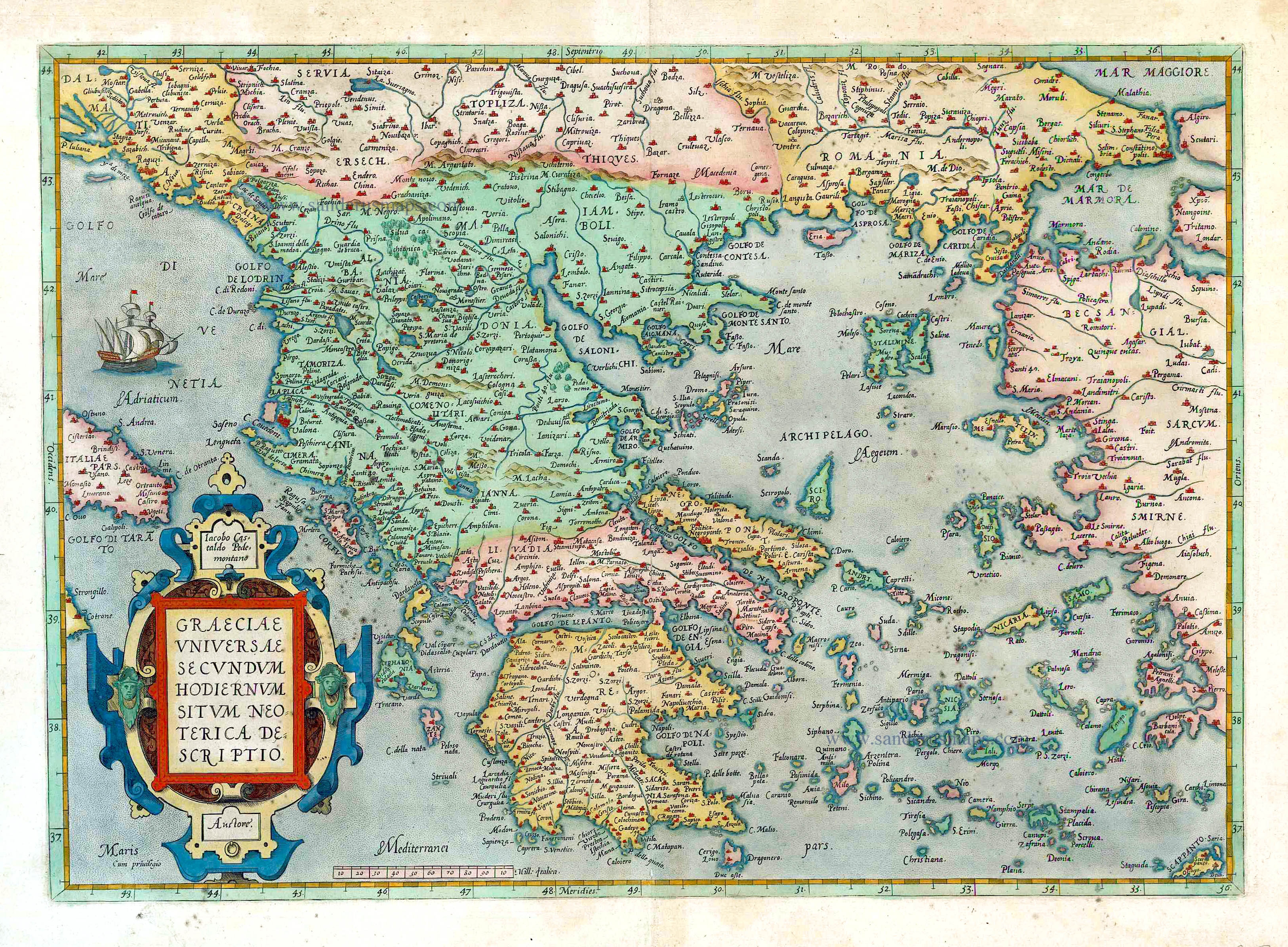 Greece, by Abraham Ortelius | Sanderus Antique Maps - Antique Map 