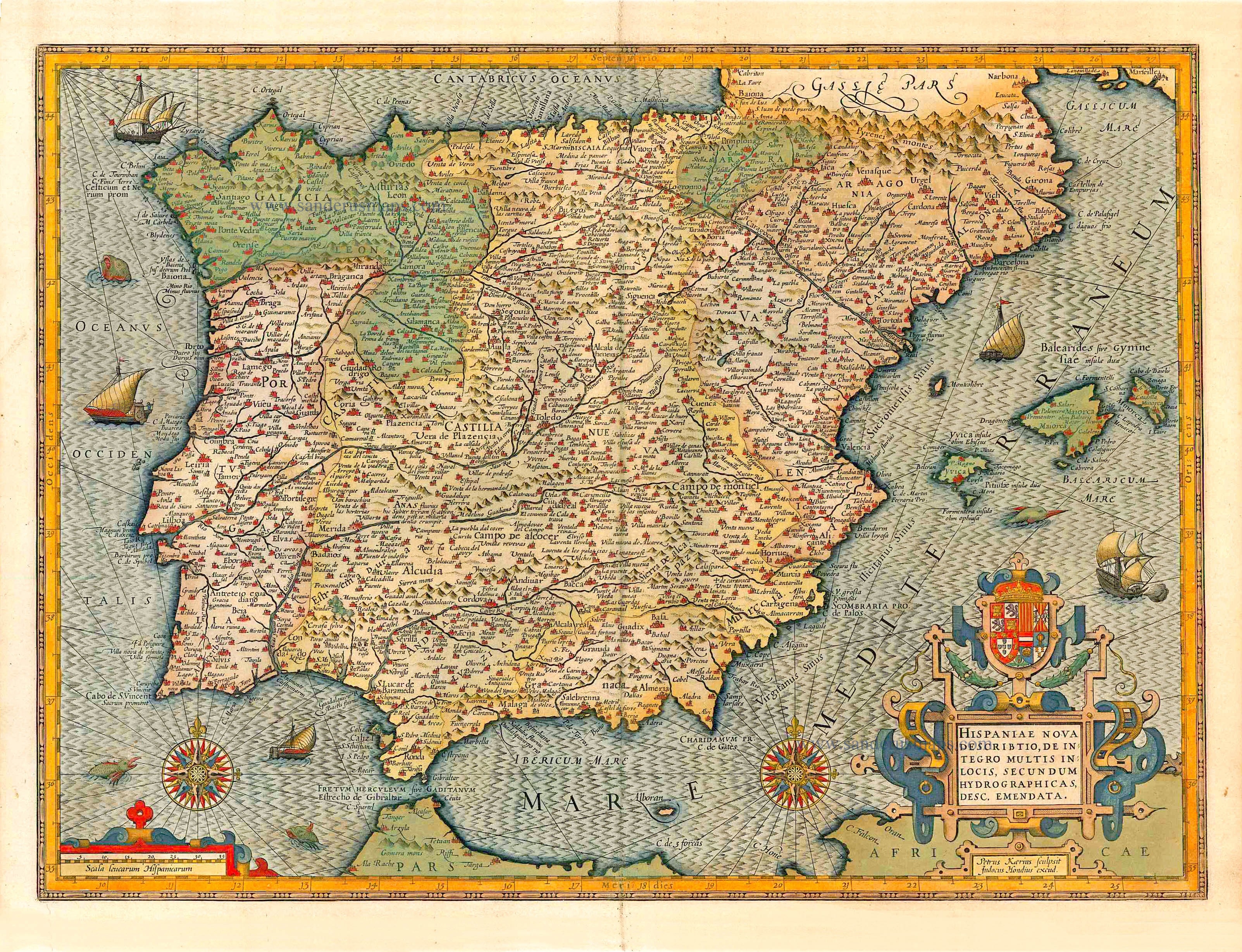 Map of Portugal and Spain