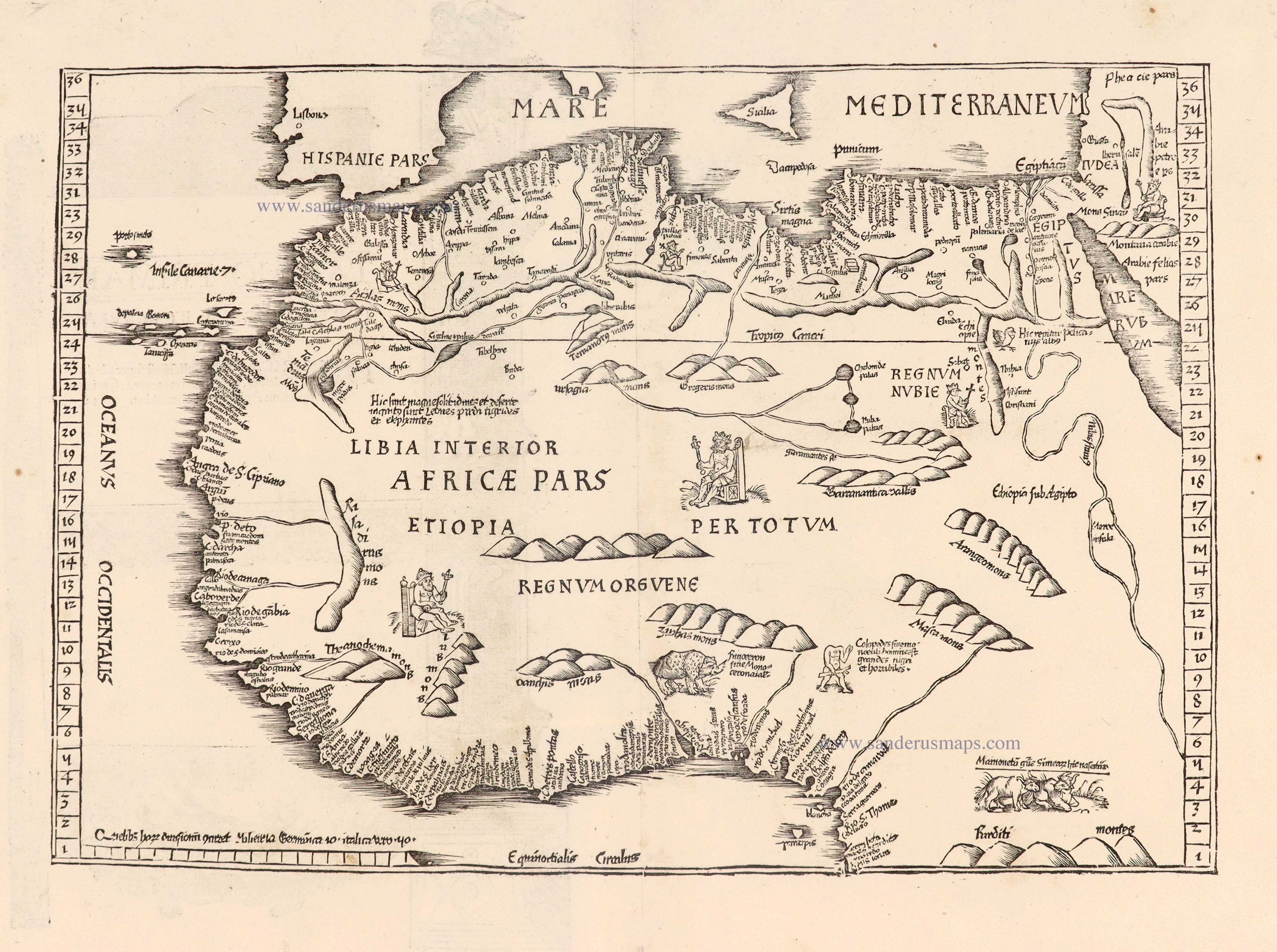 Northern Africa by Lorenz Fries | Sanderus Antique Maps - Antique