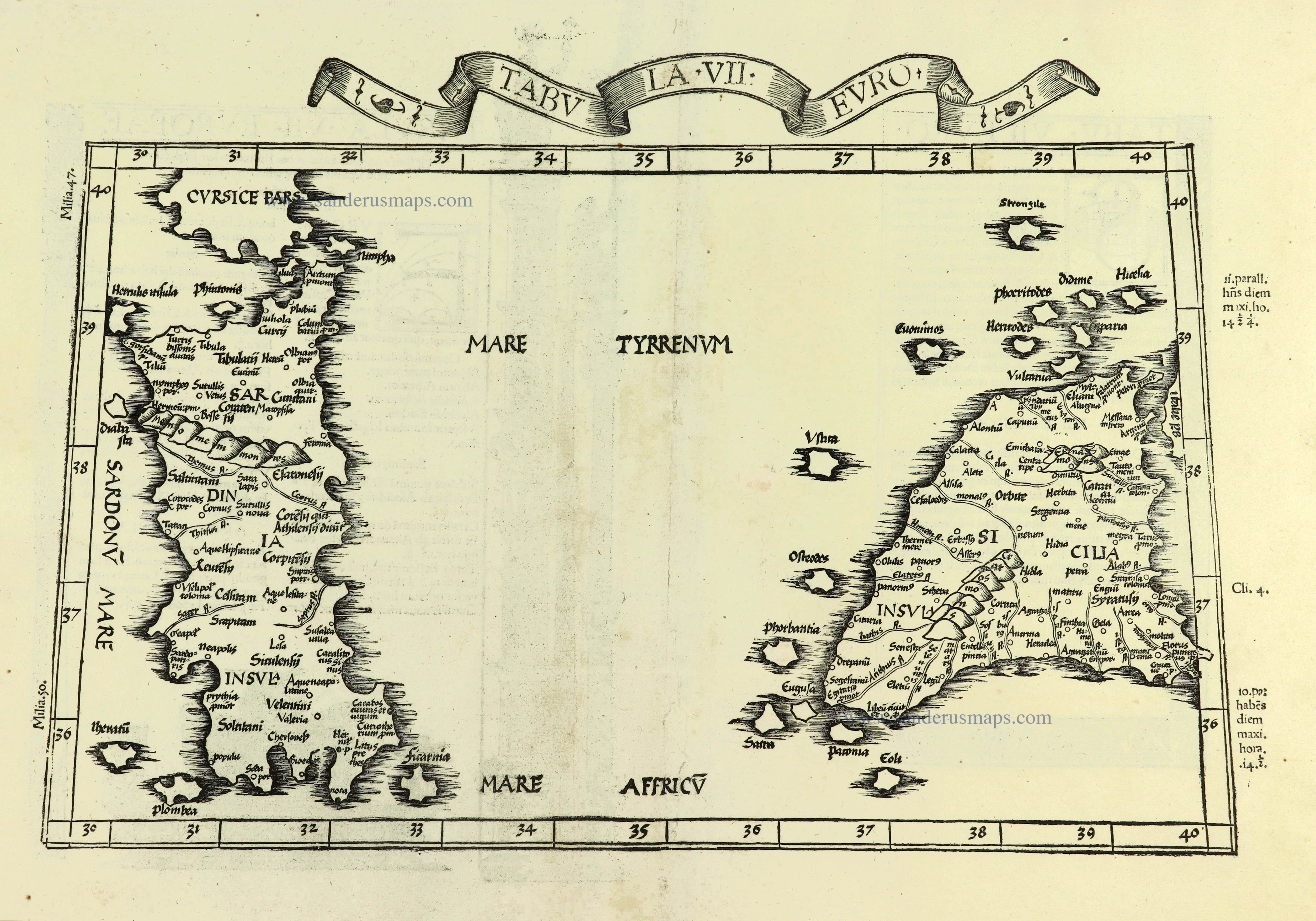 Italy by C. Ptolemeus - L. Fries  Sanderus Antique Maps - Antique Map  Webshop