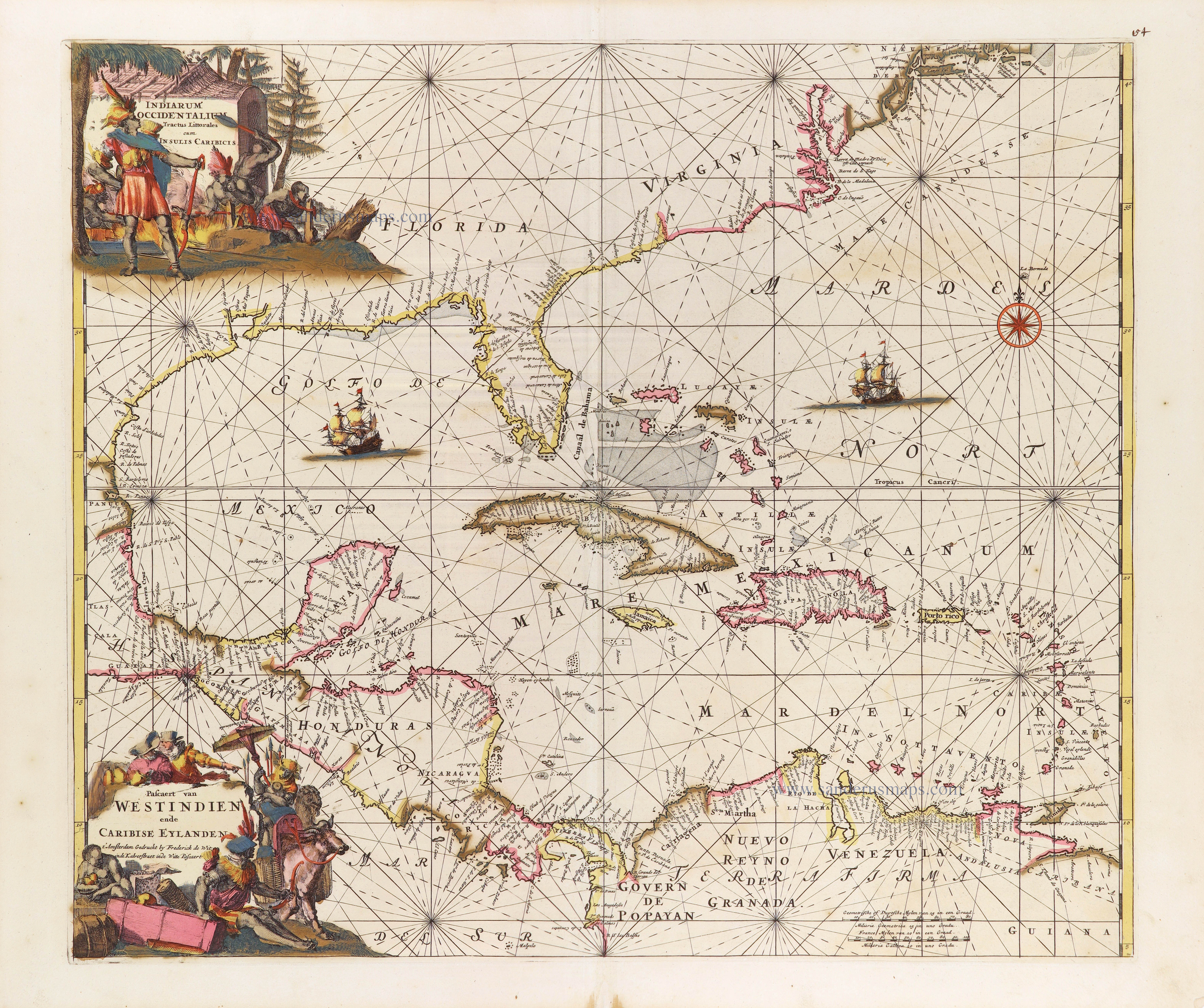 Story of the West Indies 1936 Vintage Style Caribbean Map - 24x32 UK