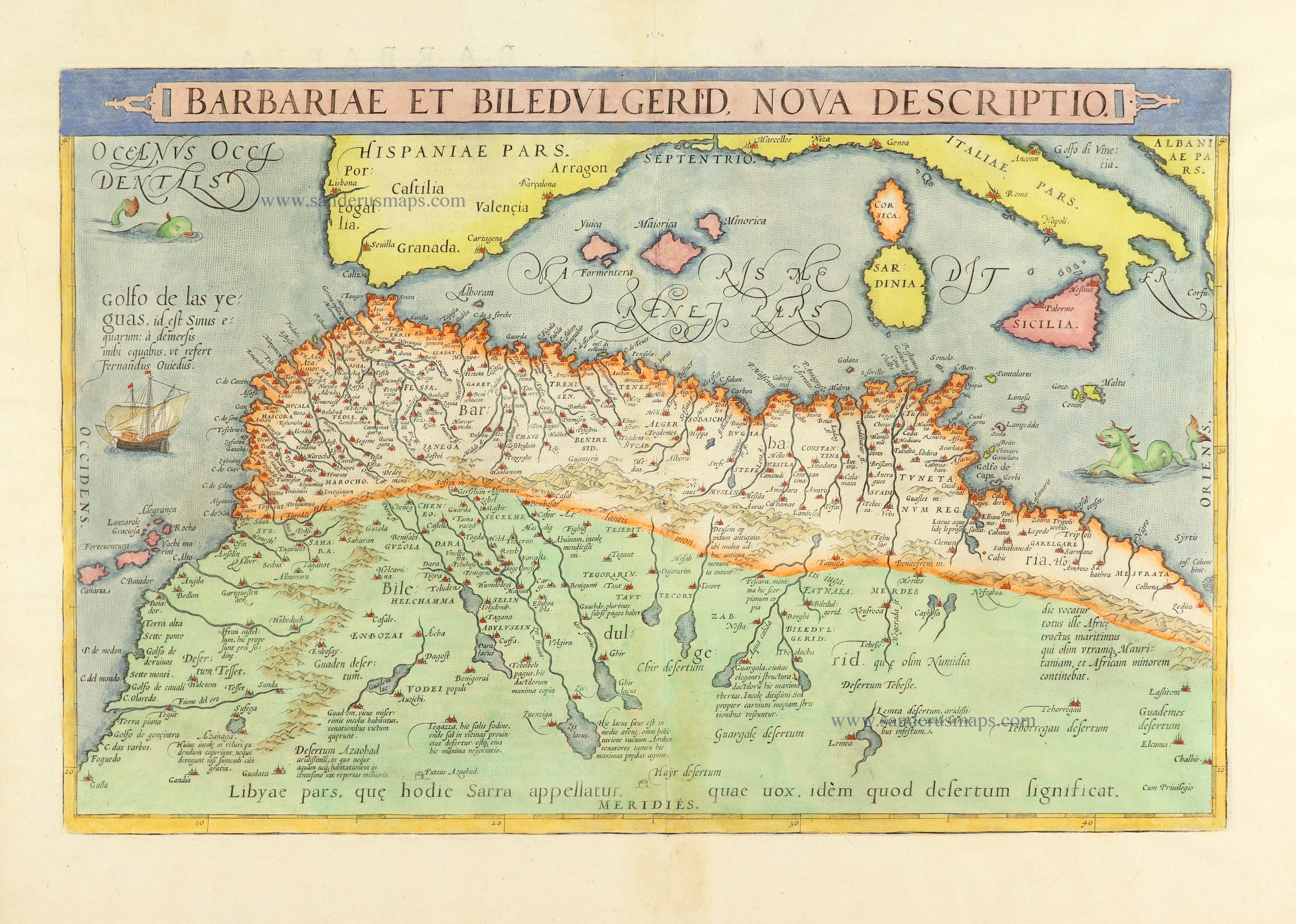 NORTH AFRICA by C. Ptolemeus - L. Fries  Sanderus Antique Maps - Antique  Map Webshop