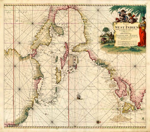 Old antique sea chart of America, by Johannes Van Keulen. | Sanderus ...