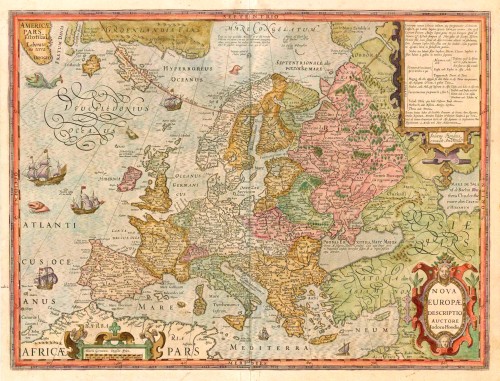 Old antique map of Europe by J. Hondius | Sanderus Antique Maps ...